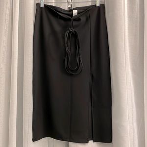 NWT H&M Black MIDI Tie Skirt with Slit